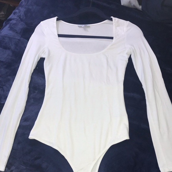 Square White Long Sleeve Bodysuit - Picture 3 of 4